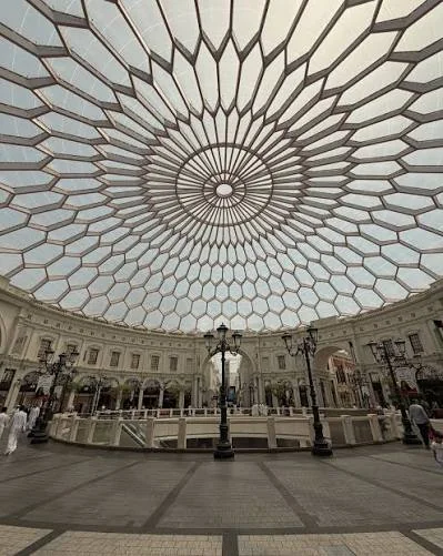 Domed glass roof of a Kuwait commercial complex